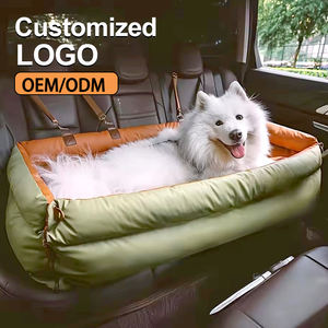 Lits pour Chiens de Luxe en Similicuir, Siège Rehausseur Double pour Voiture avec Boucle de Sécurité, Lit pour Voiture Animaux de Compagnie, LOGO Personnalisé - Product Image 1