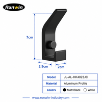 Porte-manteau mural moderne en alliage d'aluminium noir mat robuste pour entrée, chambre et placard