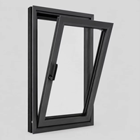 Fenêtre à battant moderne en alliage d'aluminium série 65, à rupture de pont thermique, double vitrage Low-E en verre trempé pour villa