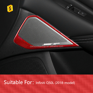 Q50 Q50L 2016-2022 100% คาร์บอนไฟเบอร์แท้ฝาครอบแหวนแตรประตูรถยนต์ขอบสำหรับ2018-2022 Infiniti คาร์บอนอุปกรณ์เสริมรถยนต์ - Product Image 3
