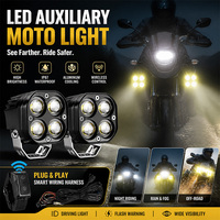 Phare LED universel avant à 4 perles pour moto, ultra lumineux, faisceau haut/bas, pour scooter électrique et vélo à pédales