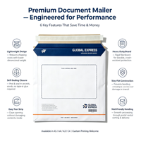 Enveloppe postale avec adhésif puissant, carton rigide 400 g/m², format C4 A4, logo personnalisé pour documents professionnels, factures, lettres, envoi postal express