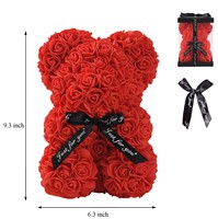 Vente en gros de 10 pouces en peluche mousse éternelle fleur artificielle ours en peluche rose jouet cadeau pour la Saint-Valentin petite amie fille et maman