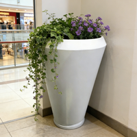 Pot de fleurs rond classique en fer, taille et couleur personnalisées, avec logo, finition galvanisée, écologique, pour usage intérieur en centre commercial