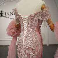 Robe de soirée formelle sirène Jancember GT26069 rose princesse à paillettes et pompons avec cape