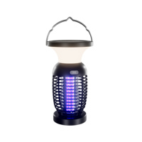 Lampe de camping solaire LED 3-en-1 + anti-moustiques, batterie 4000 mAh, grille 3000 V, 3 modes, 2 modes anti-moustiques pour usage en jardin