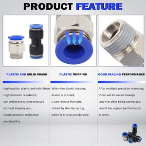 ชุดอุปกรณ์นิวเมติก 1/4 3/8 1/2 นิ้ว NPT เกลียวแบบกดเข้าขนาดต่างๆ - Product Image 3