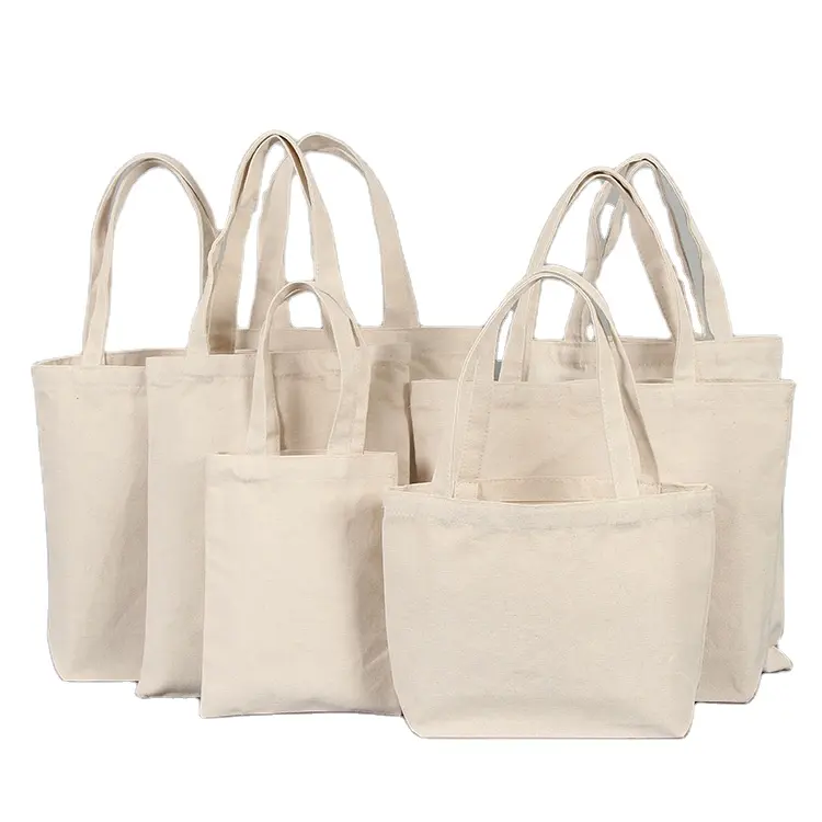 Custom Canvas Tote Bag Organic Fabric Plain White Natural Recycled Shopping Bag