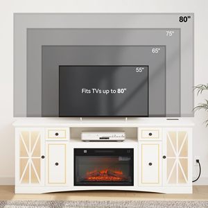 Wooden floor cabinet with fireplace, TV stand, <b>sliding</b> barn door, American country style, media room - Product Image 1