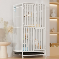 Grande cage pour chat avec espace libre pour une utilisation en intérieur, à deux étages, avec bac à litière intégré, lit pour chat, maison pour chat, enclos pour chat