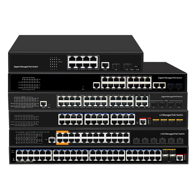 Sunsoont 25gb managed switch 4*10G SFP+ Port 24 PoE Gigabit 2500mbps Port rack Switch