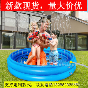 Inflatable Children Swimming Pool 120Cm Three Ring Fountain Water Play Mat For Outdoor Kids Use - Product Image 3