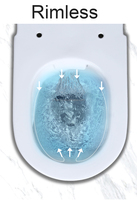Cuvette de toilette murale sans rebord en céramique moderne monobloc avec réservoir encastré et siphon en P