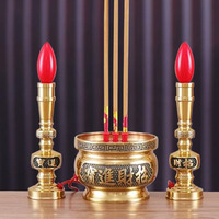 Brûleur d'encens électronique LED plaqué or, flamme simulée sans fumée, sans chaleur, sûr, pour bébé, monument funéraire, souvenir