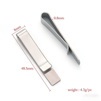 Mini pince à billets en métal 48,5*8 mm, petite pince à monnaie portable qui sert également de marque-page et de pince à cravate, pince de poche ultra-fine pour usage quotidien