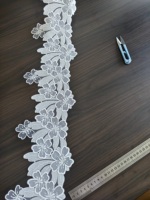 Dentelle à volants en maille polyester tricotée de 17 cm de large avec broderie florale pour robe de mariée, accessoires de mariée et filles