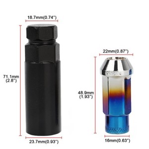 ชุดน็อตล้อ M12X1.5 20 ชิ้น พร้อมกุญแจ ชุบโครเมียม สำหรับล้อและยาง - Product Image 2