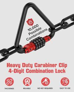 YH3425 Serrures à combinaison, clip de mousqueton robuste, serrure combinée à code en forme de triangles pour serrure à câble de sécurité de vélo en boucle - Product Image 4