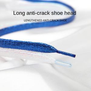 เชือกรองเท้าโพลีเอสเตอร์แบบแบนดีไซน์แบบเส้นขอบขอบสีทองประดับมุกแวววาวสีรุ้ง - Product Image 3