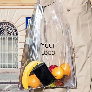 Custom Clear PVC Tote Bag Transparent Plastic Shopping Handbag with Handle for Retail and Promotional Use