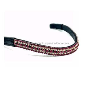 Bandeau décoratif en cuir de cheval, 2 pièces, qualité supérieure, avec cristal scintillant - Product Image 1