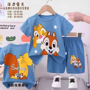 Completo Bambino Double-Face Stampa Cartone Animato Maniche Corte e Pantaloncini in Puro Cotone Tuta Bimbo 25 Nuova Collezione Estiva Pigiama Bimba OEM - Product Image 6