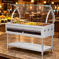 Pemanas Makanan Bain Marie Berdiri dari Baja Anti Karat untuk Peralatan Dapur Komersial Restoran, Pemanas Berbahan Bakar Baja Anti Karat