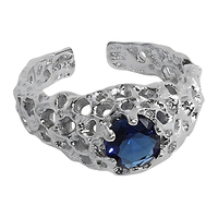 Anneaux de bijoux en pierre de verre fine irrégulière pour femmes, argent sterling 925, filigrane tendance, pierre précieuse, anneau réglable, designer personnalisé
