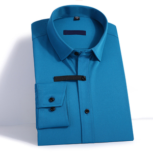 Camicia da <span class=keywords><strong>Uomo</strong></span> Primaverile di Alta Qualità, <span class=keywords><strong>Slim</strong></span> <span class=keywords><strong>Fit</strong></span>, Maniche Lunghe, Tinta Unita, Taglie Grandi, <span class=keywords><strong>Abbigliamento</strong></span> Maschile - Product Image 4