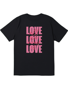 T-shirt da donna con stampa Love Letter, manica corta, girocollo, vestibilità ampia, casual, per tutte le stagioni, top in jersey di cotone 100%. - Product Image 1