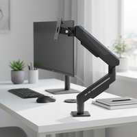 Support d'écran réglable premium à 90 degrés pour ordinateur, bras de moniteur à ressort unique avec gestion des câbles USB-A pour écrans de 17 à 32 pouces