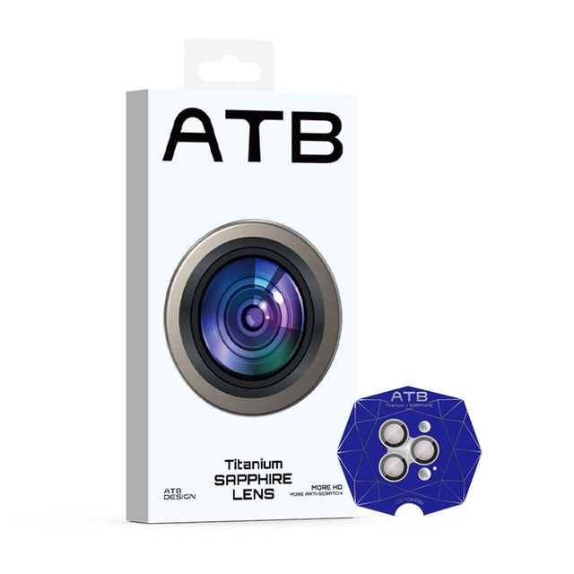 ATB Sapphire Crystal Original PVD Tempered Glass Camera Lens Protector for iPhone 14 Pro Max 15