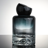 Flacon diffuseur à bâtonnets d'aromathérapie en verre vide de 120 ml, haut de gamme, décoratif, avec fond volcanique, sans alcool, sans plomb, couvercle noir