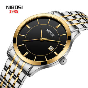 Para NIBOSI 2567, reloj de cuarzo de acero inoxidable dorado de lujo para hombre, diseño de negocios antiguo clásico Simple, cristal luminoso para la moda - Product Image 2