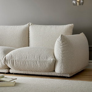 Wabi-Sabi White Bread Shaped Fluffy Sherpa Fabric Straight <b>Sofa</b> Japanese Cream Style Irregular Couch for <b>Living</b> <b>Room</b> - Product Image 4