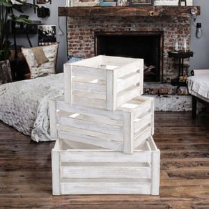 Juego de 3 Cajas de Almacenamiento de Madera Pulida Estilo Rústico Vintage Decorativo al por Mayor, Forma Personalizada Multifuncional - Product Image 3