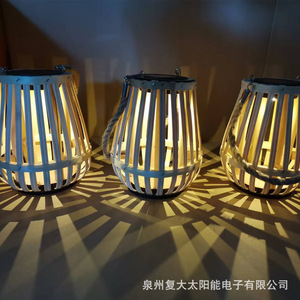 Solar Bamboo Lantern <b>Led</b> Outdoor Hanging Garden <b>Light</b> Portable With <b>Light</b> <b>Sensor</b> Mono Si Solar Cell - Product Image 3