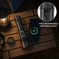 Lampe torche LED rechargeable étanche en alliage d'aluminium 3210 avec 1000 lumens, charge USB Type-C pour la réparation automobile, l'atelier et le camping