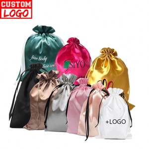 Рекламные подарки, белая атласная сумка для ювелирных изделий, черные атласные сумки с принтом логотипа - Product Image 1