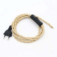 Cable de Alimentación con Enchufe Europeo y Interruptor de Encendido/Apagado, Cable de Alimentación de CA de 2 m con Cubierta de Tela Vintage para Lámparas de Mesa y Electrodomésticos