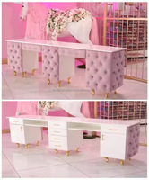 Meubles de salon de manucure en vente, table de manucure rose et diamant, bureau à ongles avec collecteur de poussière