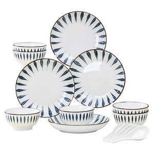 Plato cuadrado redondo de cerámica pintado a mano de estilo japonés, tazas y platillos de té Retro para uso doméstico y restaurante - Product Image 1