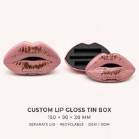Boîte en forme de lèvres en fer blanc recyclable à prix abordable, conception personnalisée, avec logo personnalisé en plastique PP et impression CMYK