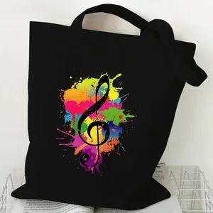 Sac fourre-tout en toile à motif clé de sol pour <span class=keywords><strong>clarinette</strong></span>, 1 pièce, sac à bandoulière réutilisable personnalisé pour les amateurs de musique - Product Image 3