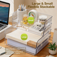 Boîte de rangement empilable multi-usages en plastique transparent pour articles divers - Organisateur multifonctionnel pour la maison et le bureau