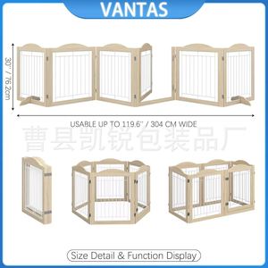 Wooden Pet Enclosure Solid Wood <b>Folding</b> Pet <b>Fence</b> Easy Assembled Rectangle For Small Medium <b>Dogs</b> - Product Image 4