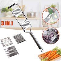 Râpe manuelle multifonction 3-en-1 en acier inoxydable pour la maison et la cuisine, coupe-légumes réglable, gadgets de cuisine