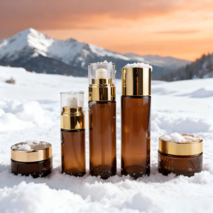 Ensemble de flacons cosmétiques en verre de luxe avec pompe, personnalisables avec logo, 40 ml, 80 ml, 100 ml, 120 ml, pour huile, crème, sérum, lotion - Product Image 1