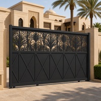 Porte coulissante automatique moderne en aluminium noir mat écologique pour villa et appartement