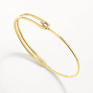 Hạnh Phúc vẻ đẹp không thấm nước không gây dị ứng tùy chỉnh 925 Sterling bạc 18K mạ vàng cổ điển độc đáo Trắng <span class=keywords><strong>CZ</strong></span> liên kết vòng <span class=keywords><strong>Bangle</strong></span> - Product Image 1